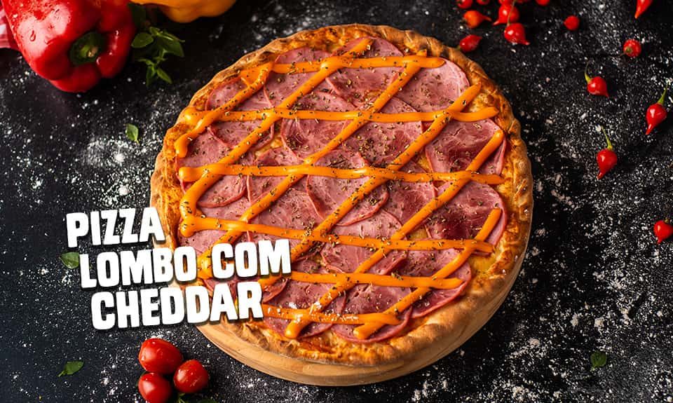 Pizza Lombo com Cheddar da Pizzaria Predileta